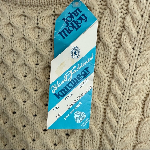 NWT 100% Irish Wool Fisherman's Cable Knit Sweater By John Molloy - Picture 3 of 10